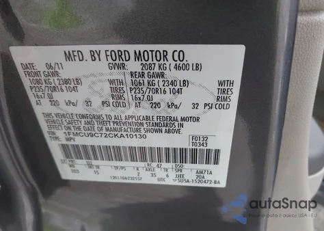 2012 Ford Escape Xls from USA, damaged, VIN 1FMCU9C72CKA10130